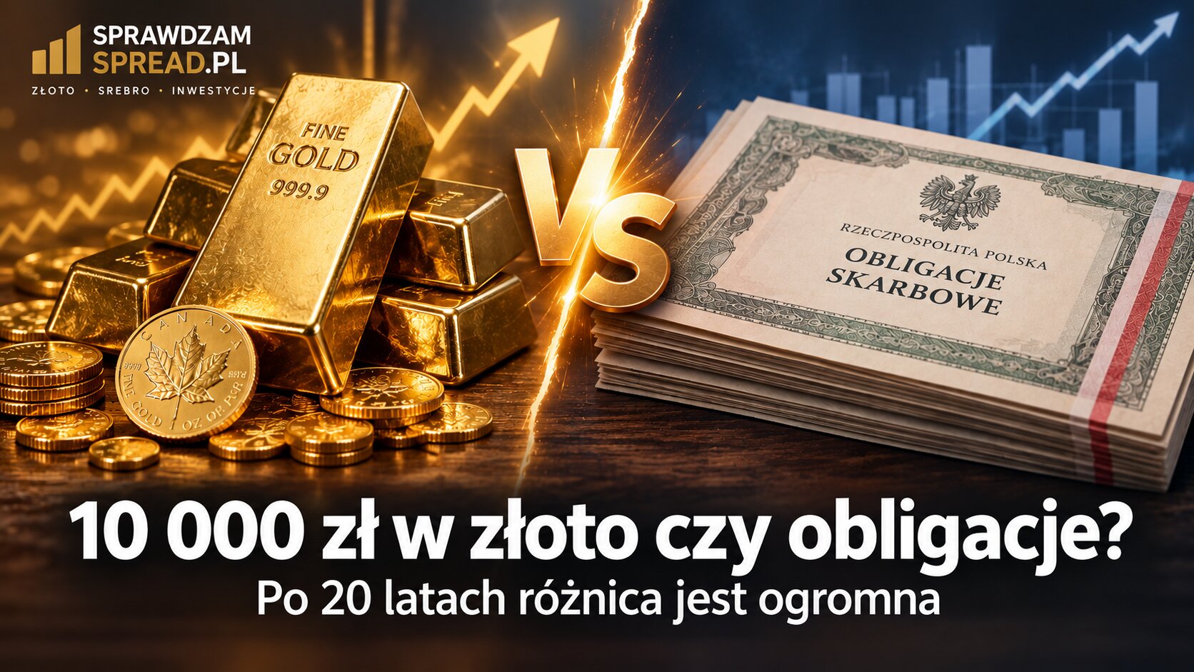 10 000 zł w złoto czy obligacje indeksowane inflacją? Po 20 latach różnica jest ogromna